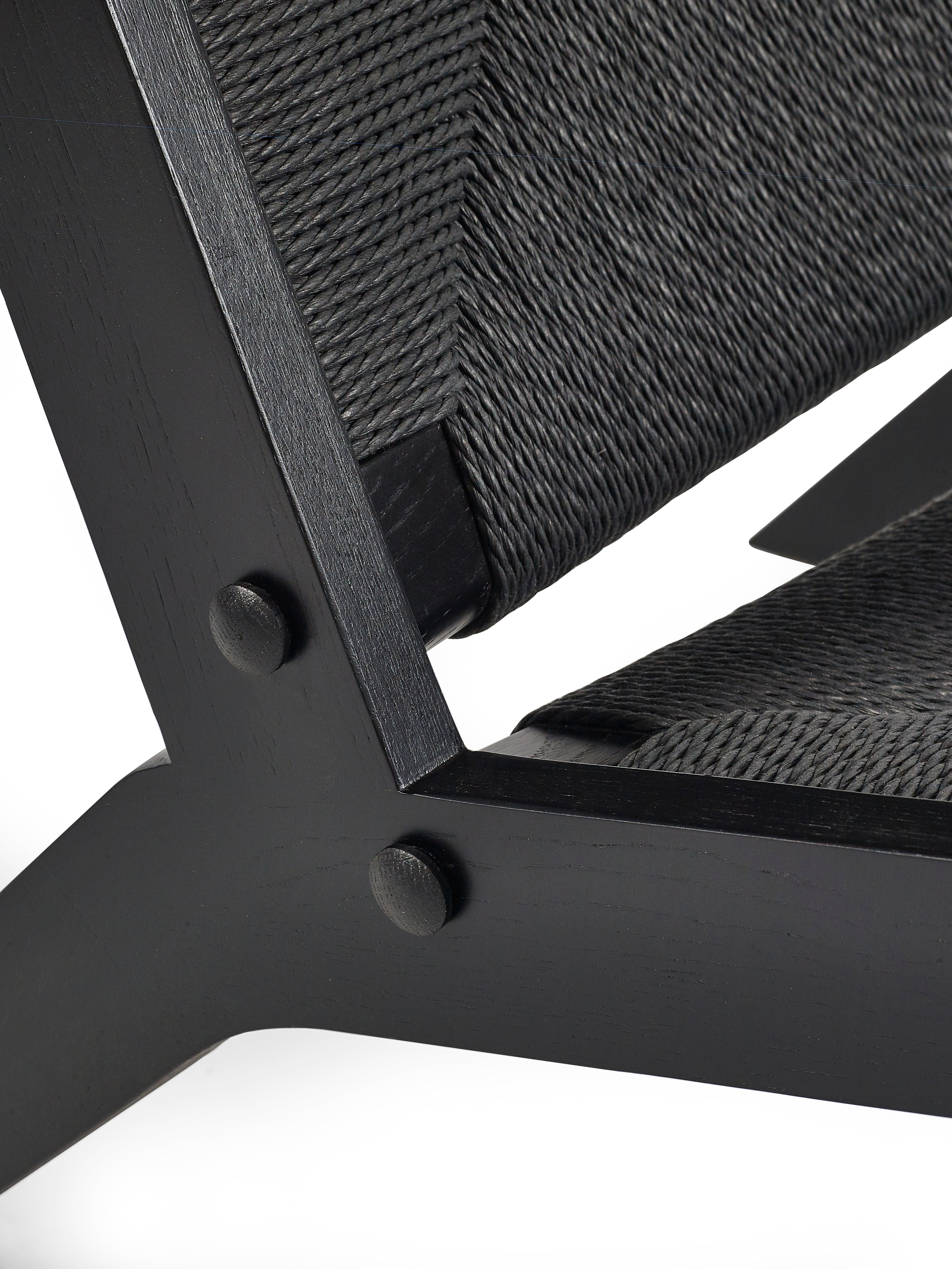 Barley Black Oak Wood & Rope Accent Chair